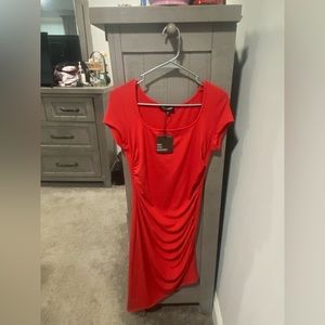 Hot red short sleeve dress